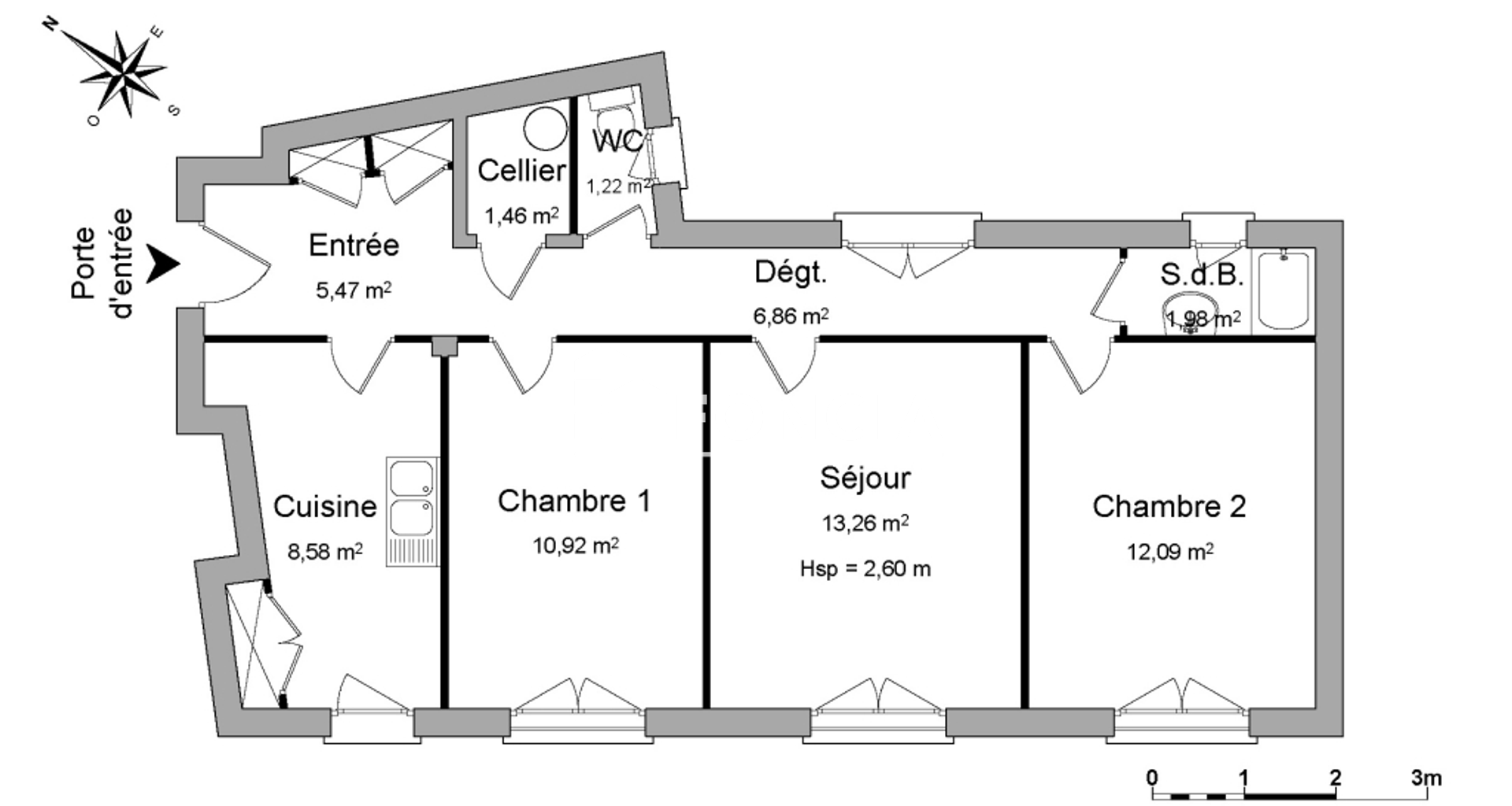 Appartement 3 pièces (61.84 m²) à louer - Poitiers (86000)