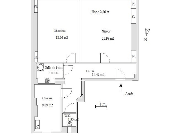 Appartement 2 pièces (69.57 m²) à louer - Lyon 01 1ᵉʳ (69001)