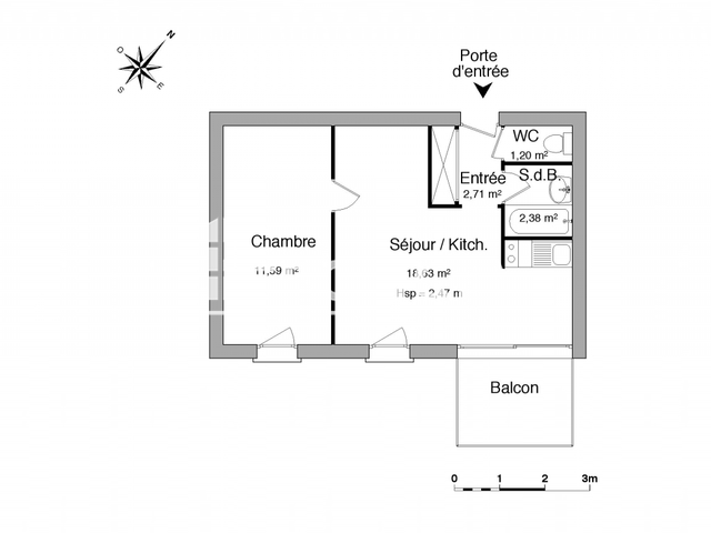 Appartement meublé 2 pièces (36.51 m²) à louer - La Rochelle (17000)