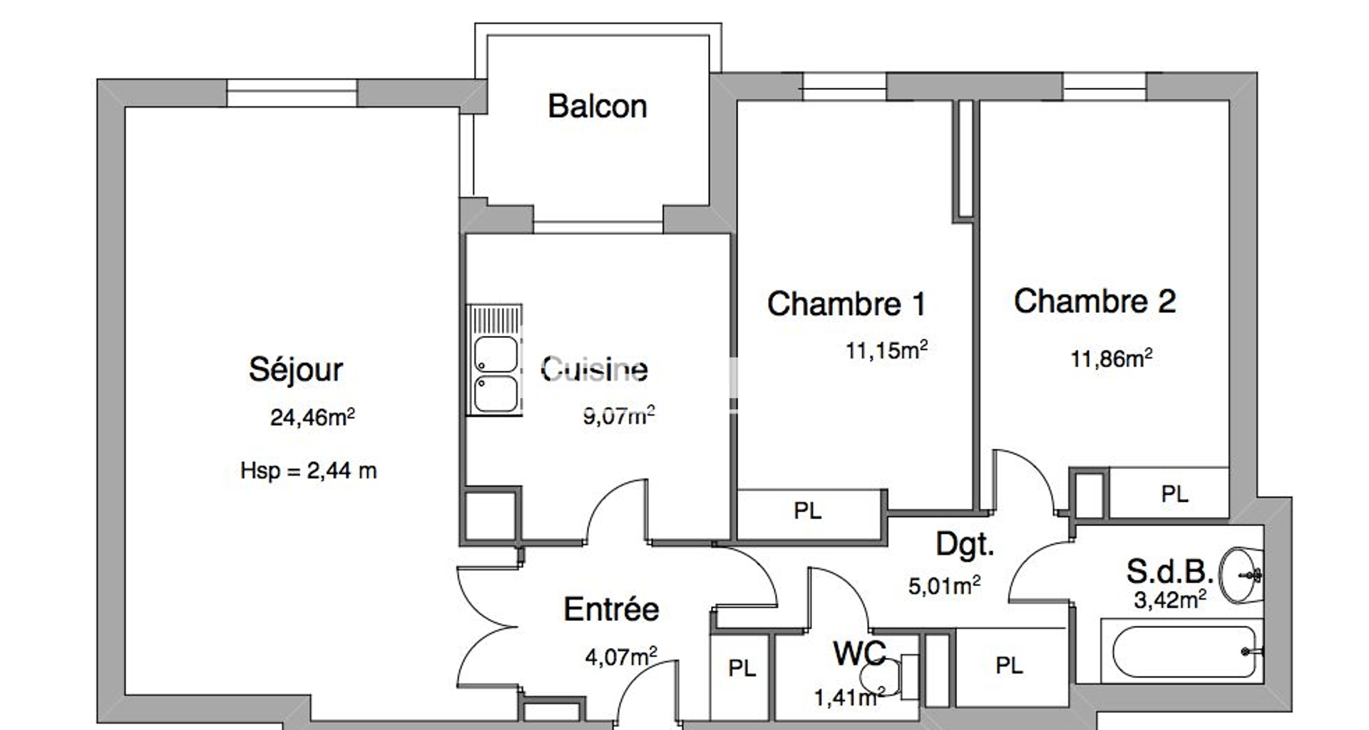 Appartement meublé 3 pièces (70.45 m²) à louer - Villeurbanne (69100)