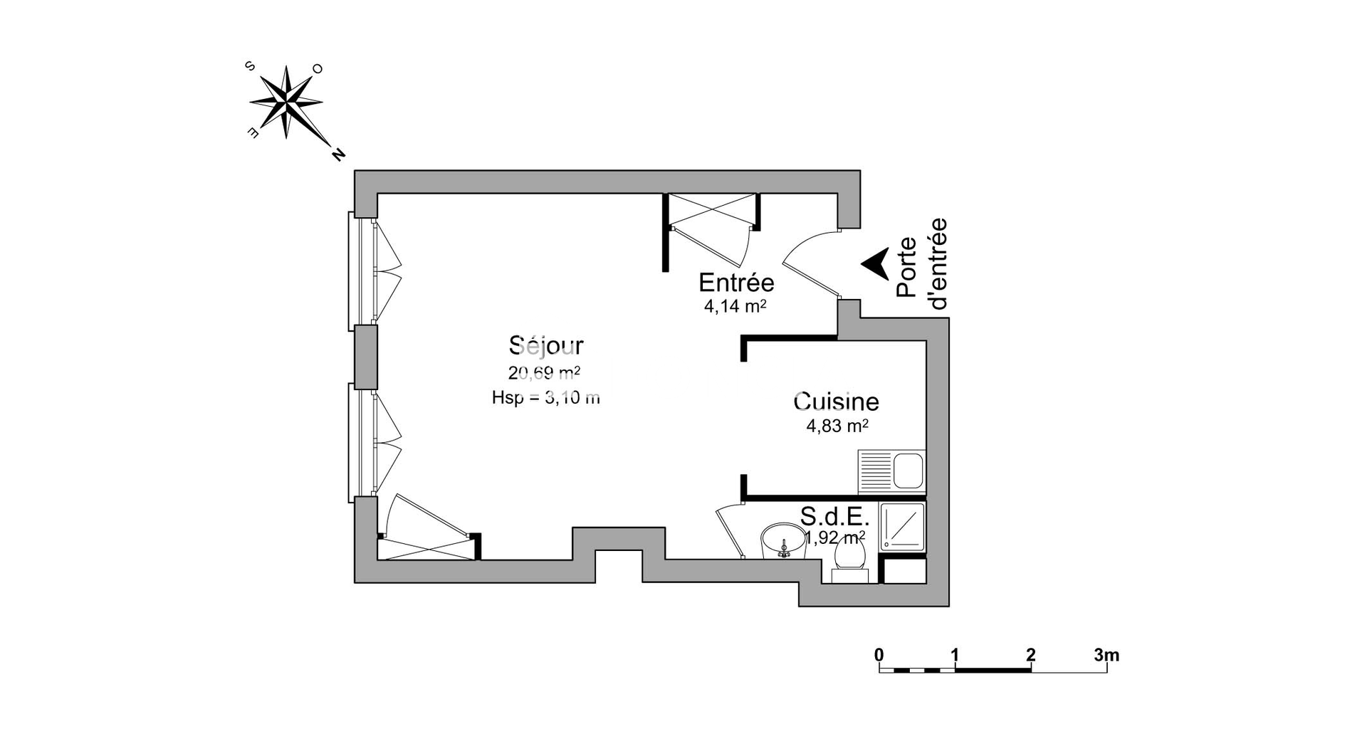 Studio (31.58 m²) à louer - Lyon 2ᵉ (69002)