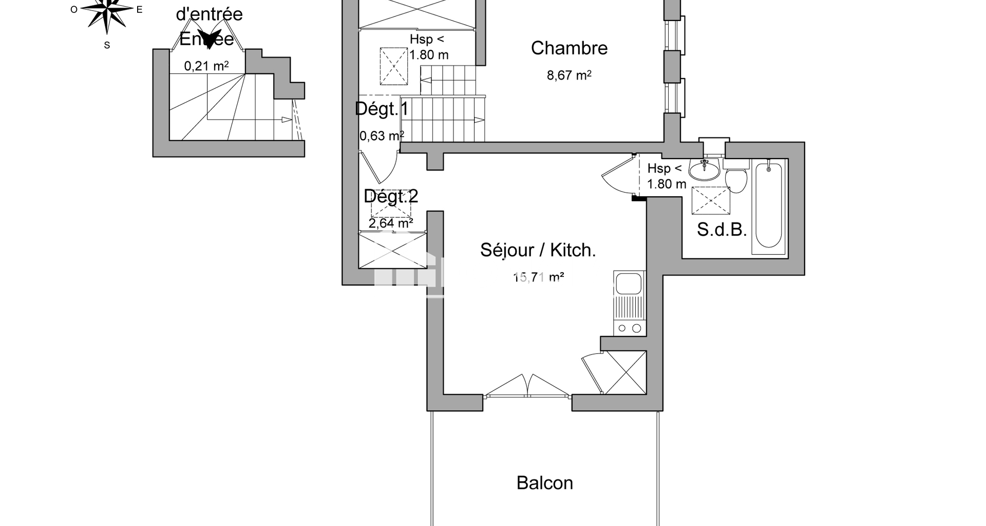 Appartement 2 pièces (27.86 m²) à louer - Trévoux (01600)