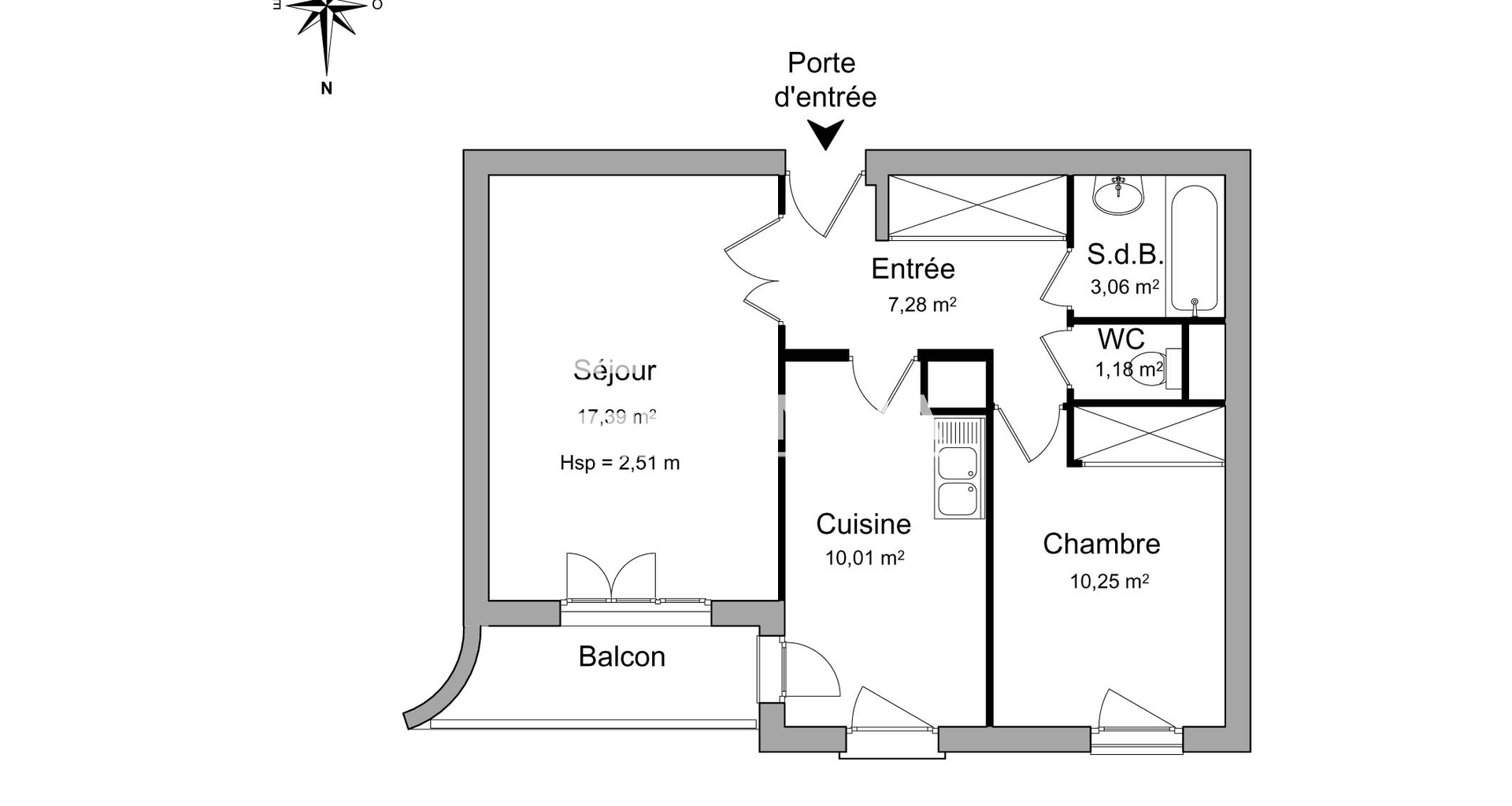 Appartement 2 pièces (49.17 m²) à louer - Villeurbanne (69100)