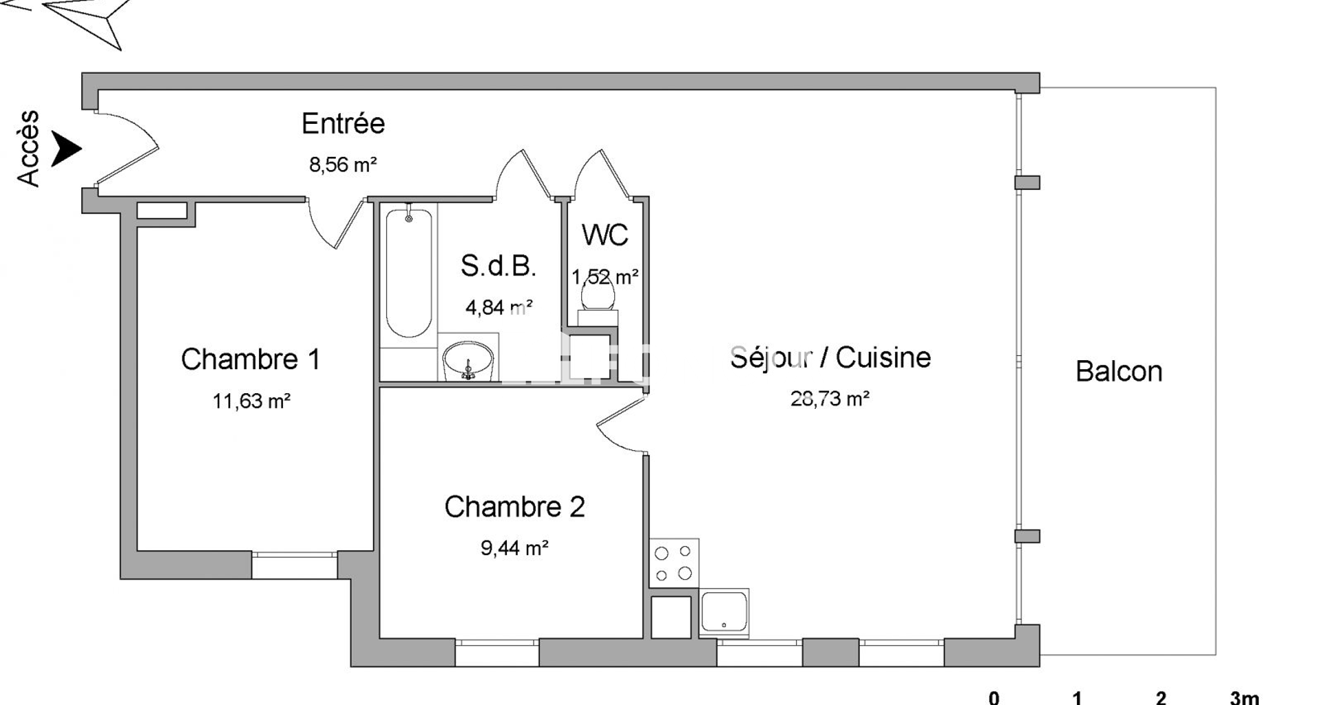 Appartement 3 pièces (64.72 m²) à louer - Villeurbanne (69100)