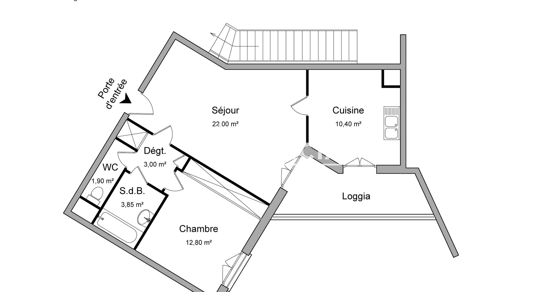 Appartement 2 pièces (53.95 m²) à louer - Quincieux (69650)