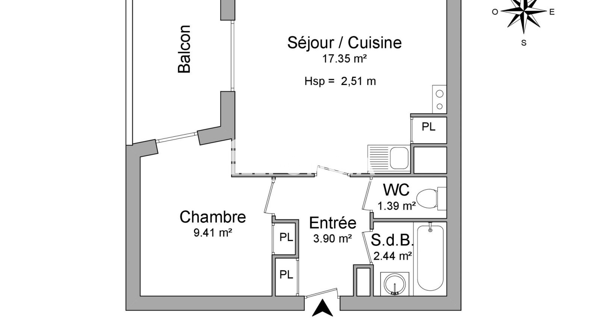 Appartement 2 pièces (34.48 m²) à louer - Villefranche-sur-saône (69400)
