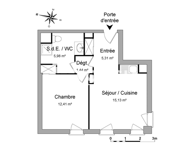 Appartement 2 pièces (40.27 m²) à louer - Lyon 8ᵉ (69008)