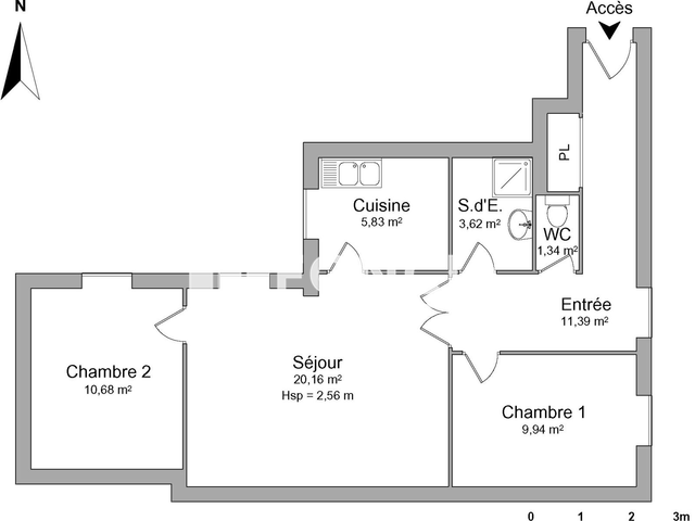 Appartement 3 pièces (62.96 m²) à louer - Lyon 2ᵉ (69002)