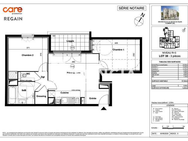 Appartement 3 pièces (57.55 m²) à louer - Clamart (92140)