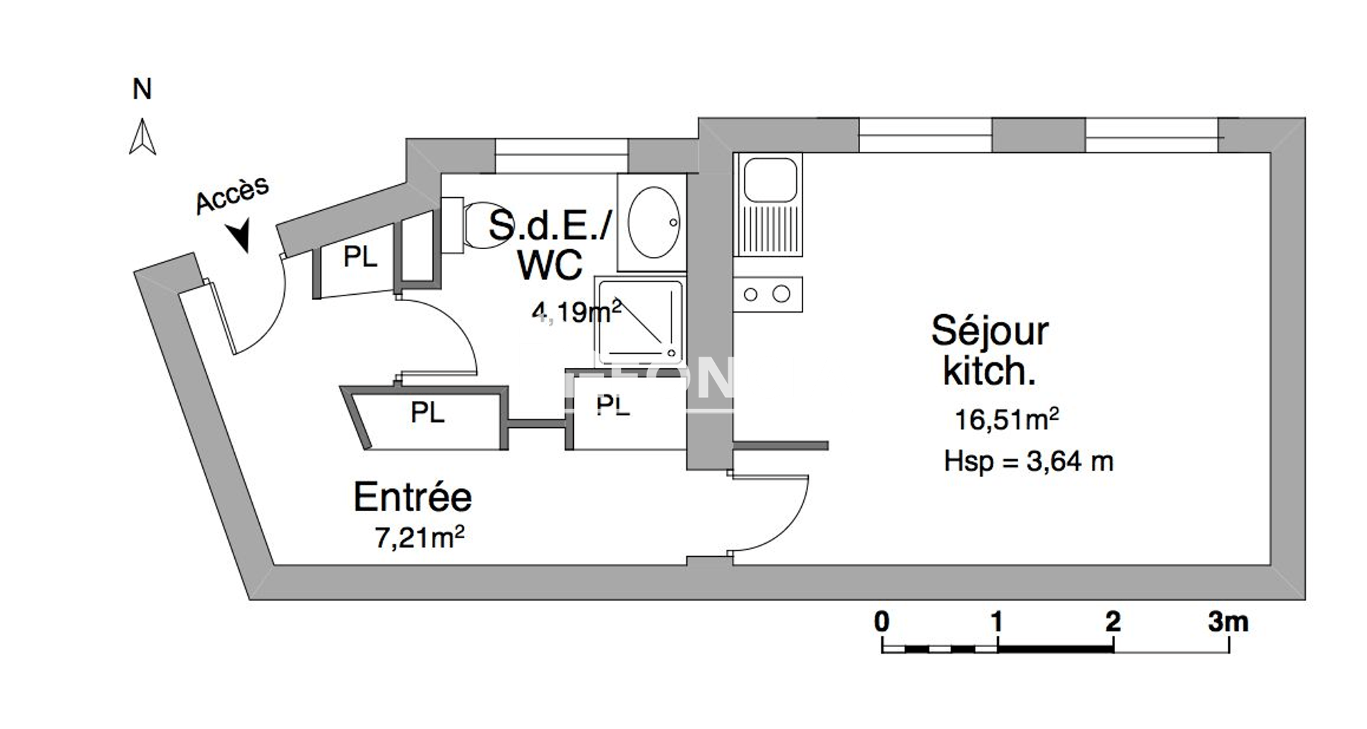 Studio (27.66 m²) à louer - Lyon 7ᵉ (69007)