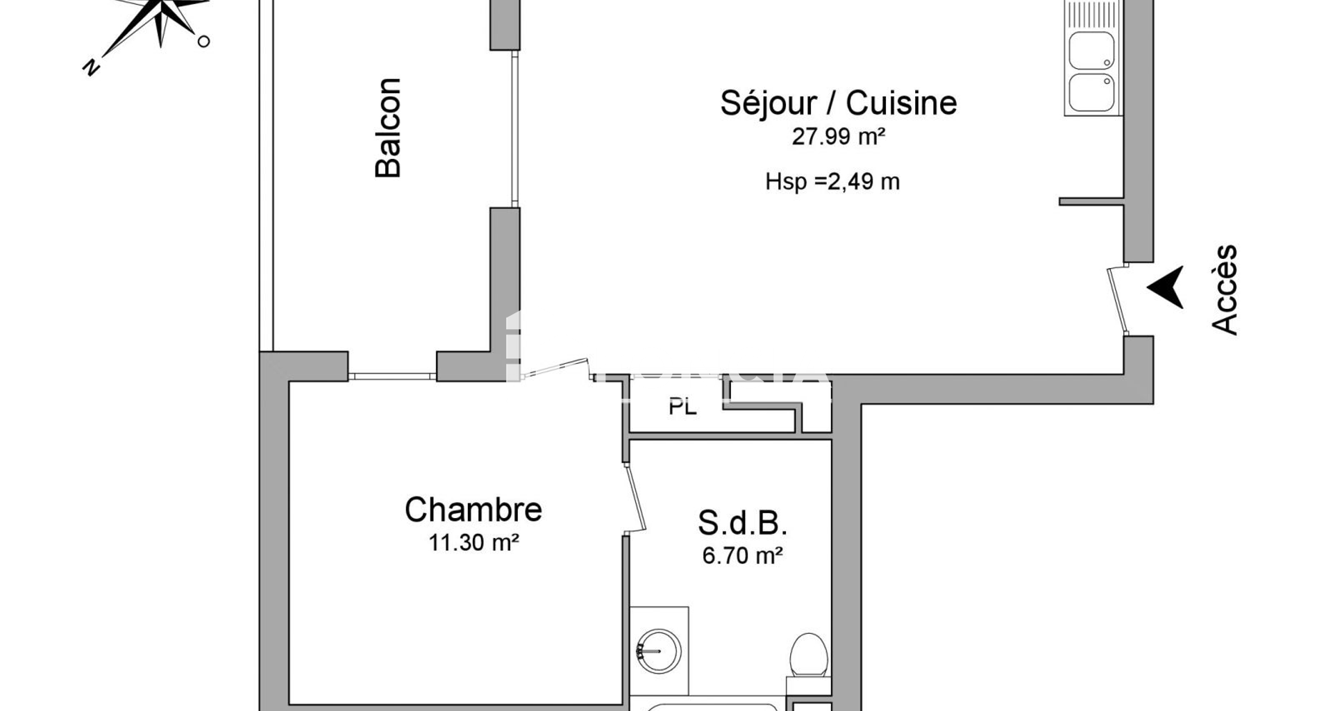 Appartement 2 pièces (45.99 m²) à louer - Meyzieu (69330)