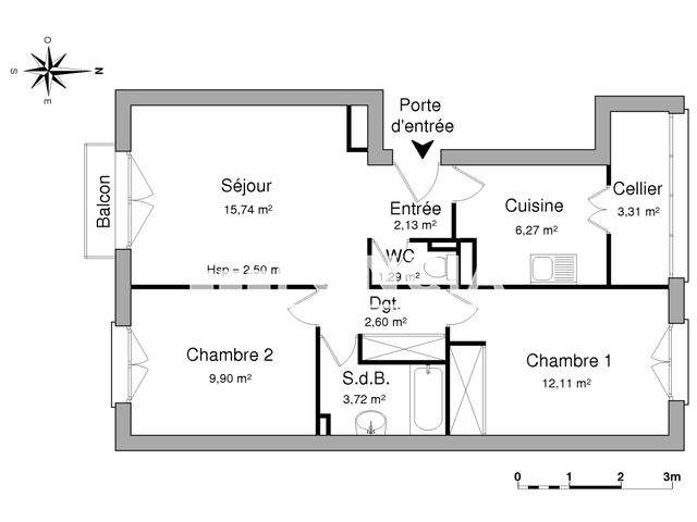 Appartement 3 pièces (57.07 m²) à louer - Limoges (87000)