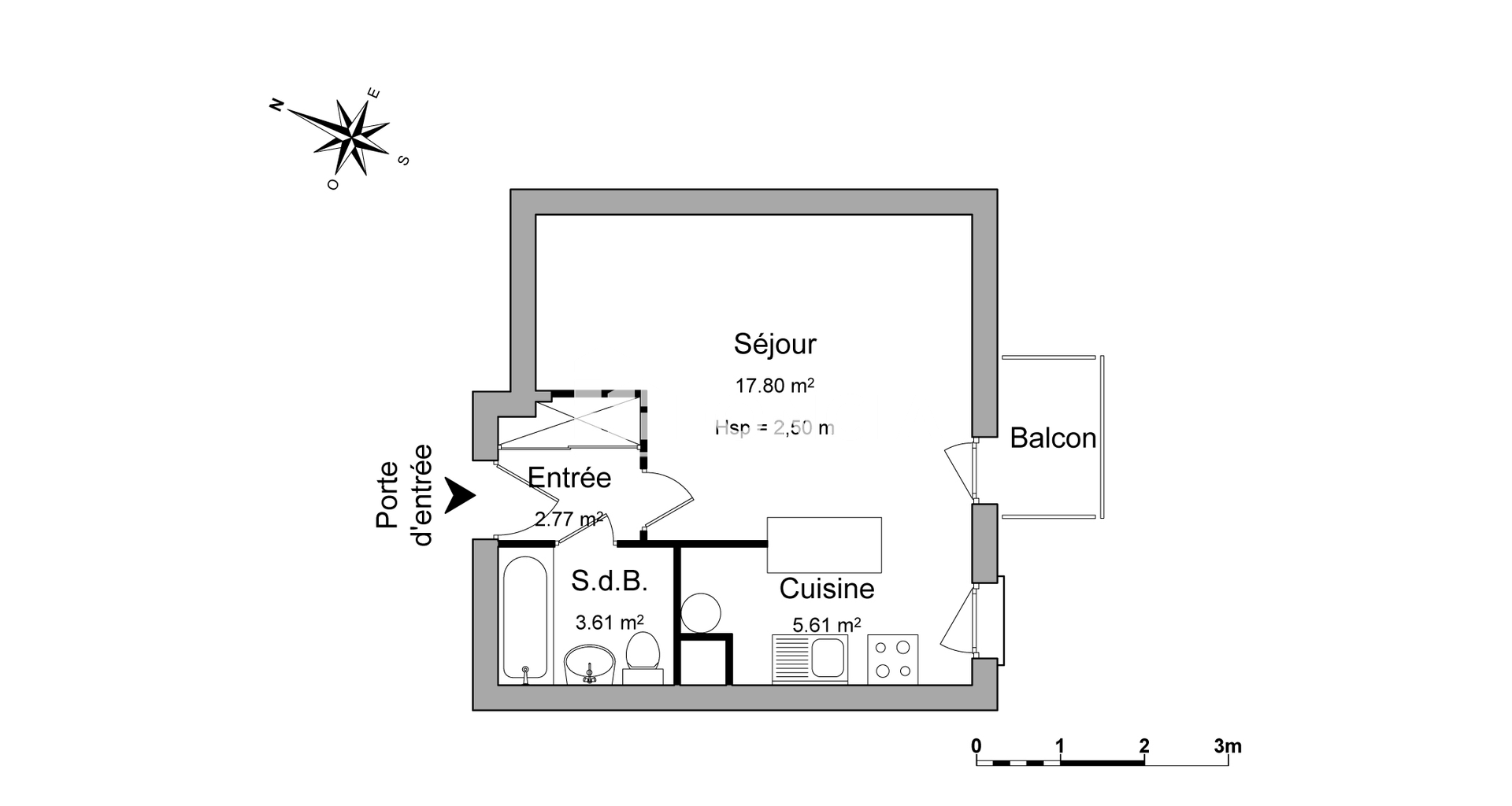 Studio (29.79 m²) à louer - Plaisir (78370)