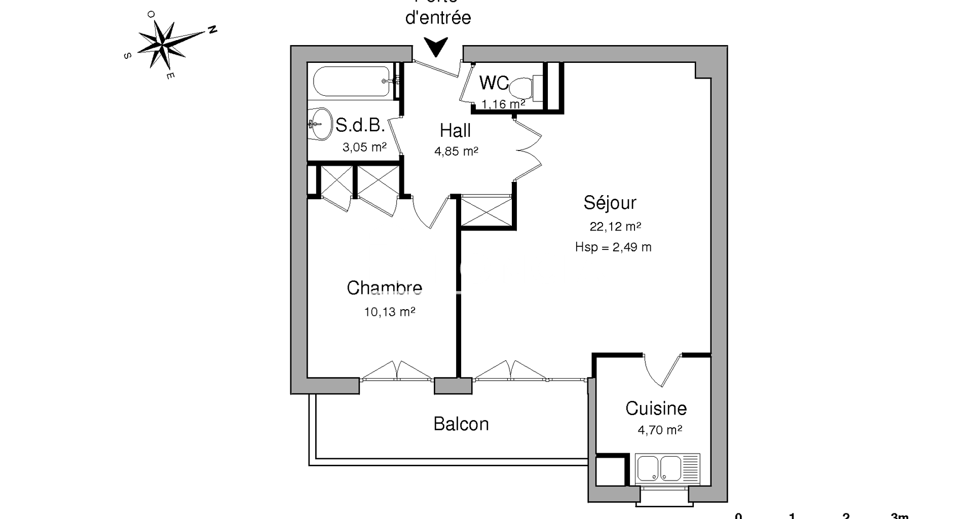 Appartement 2 pièces (46.01 m²) à louer - Rueil-malmaison (92500)