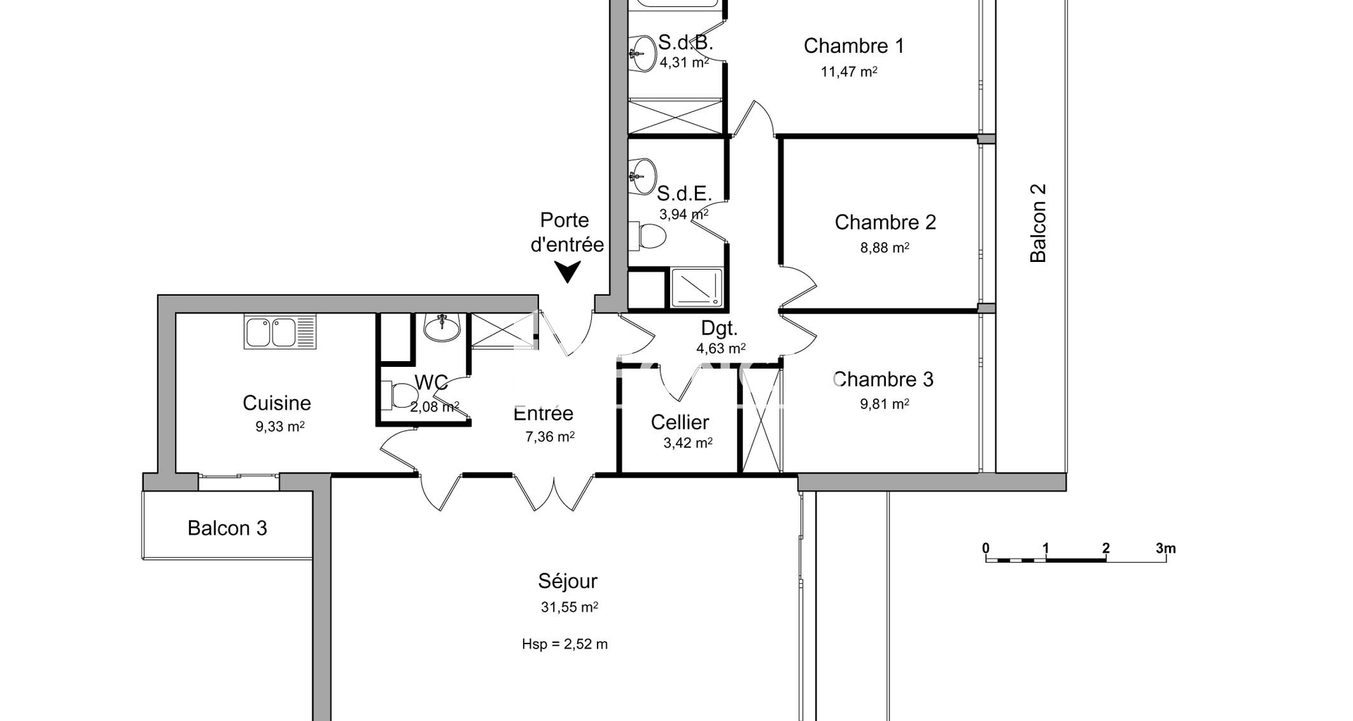 Appartement 4 pièces (96.78 m²) à louer - Villeurbanne (69100)