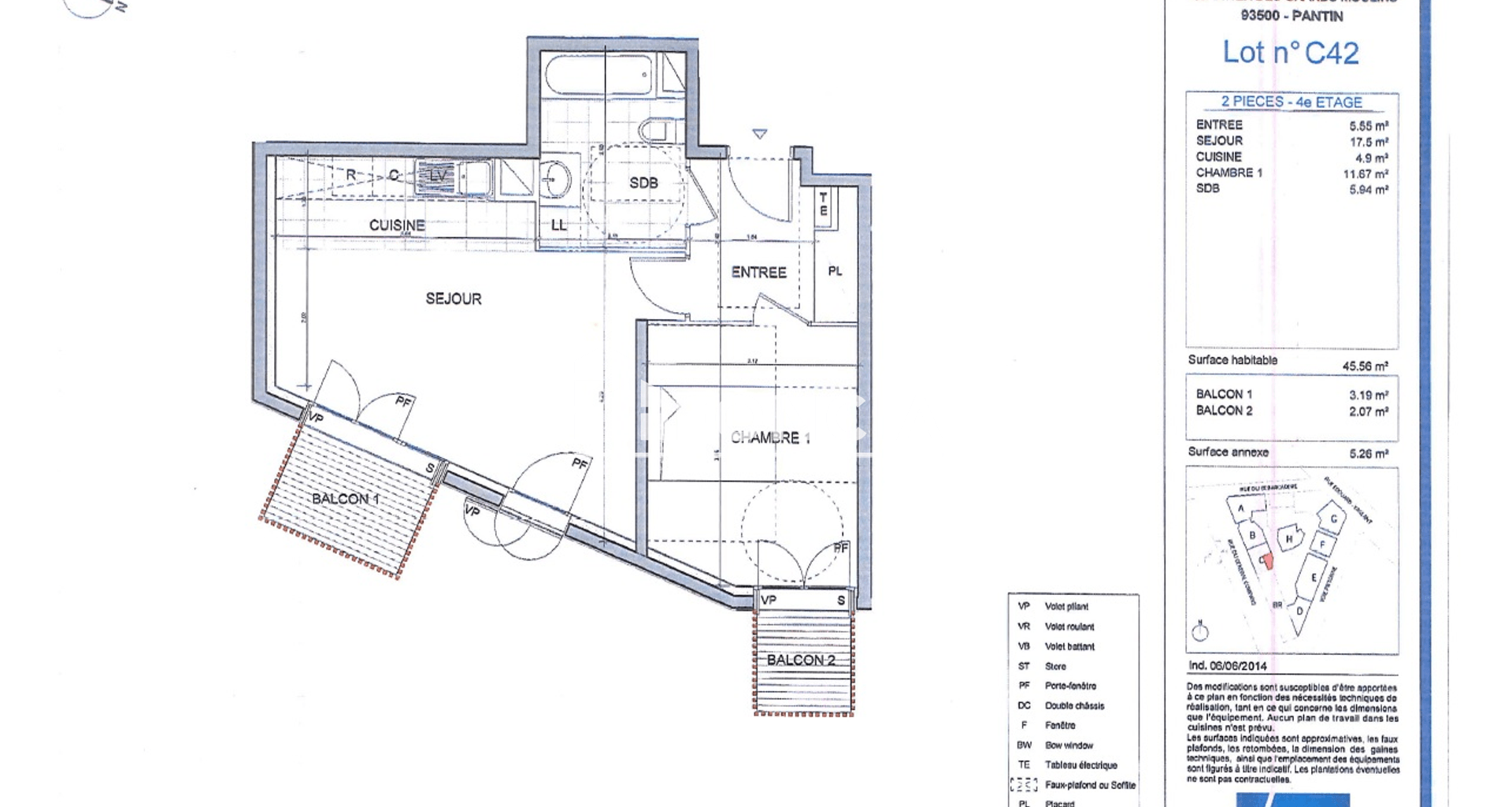 Appartement 2 pièces (45.56 m²) à louer - Pantin (93500)