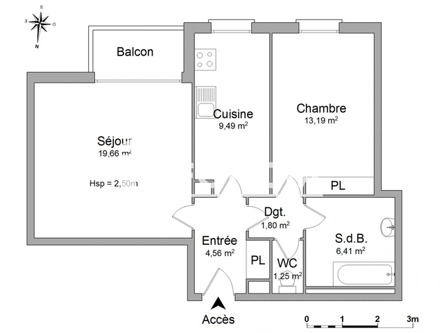 Appartement 2 pièces (56.36 m²) à louer - Paris 20ᵉ (75020)