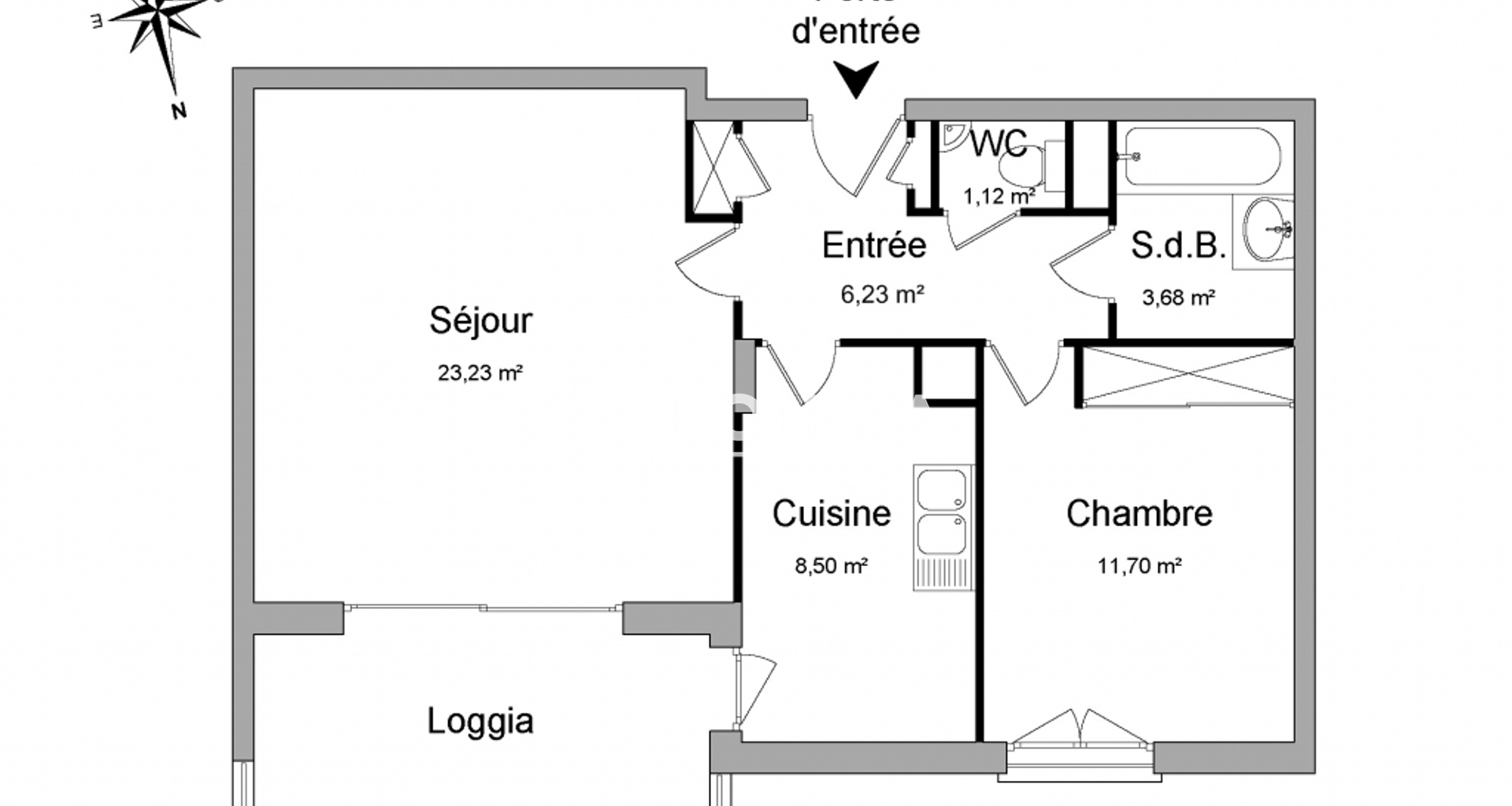 Appartement 2 pièces (54.46 m²) à louer - Villeurbanne (69100)