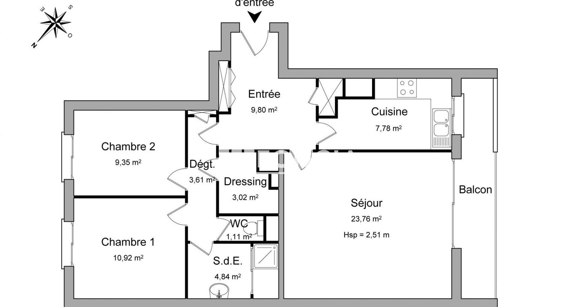 Appartement 3 pièces (74.19 m²) à louer - Poissy (78300)