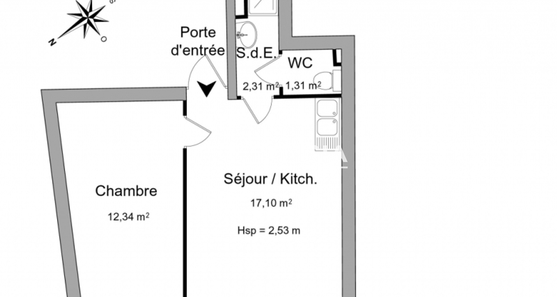 Appartement 2 pièces (33.06 m²) à louer - Rochefort (17300)