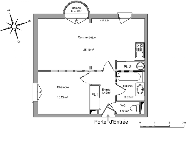 Appartement 2 pièces (45.05 m²) à louer - Poitiers (86000)