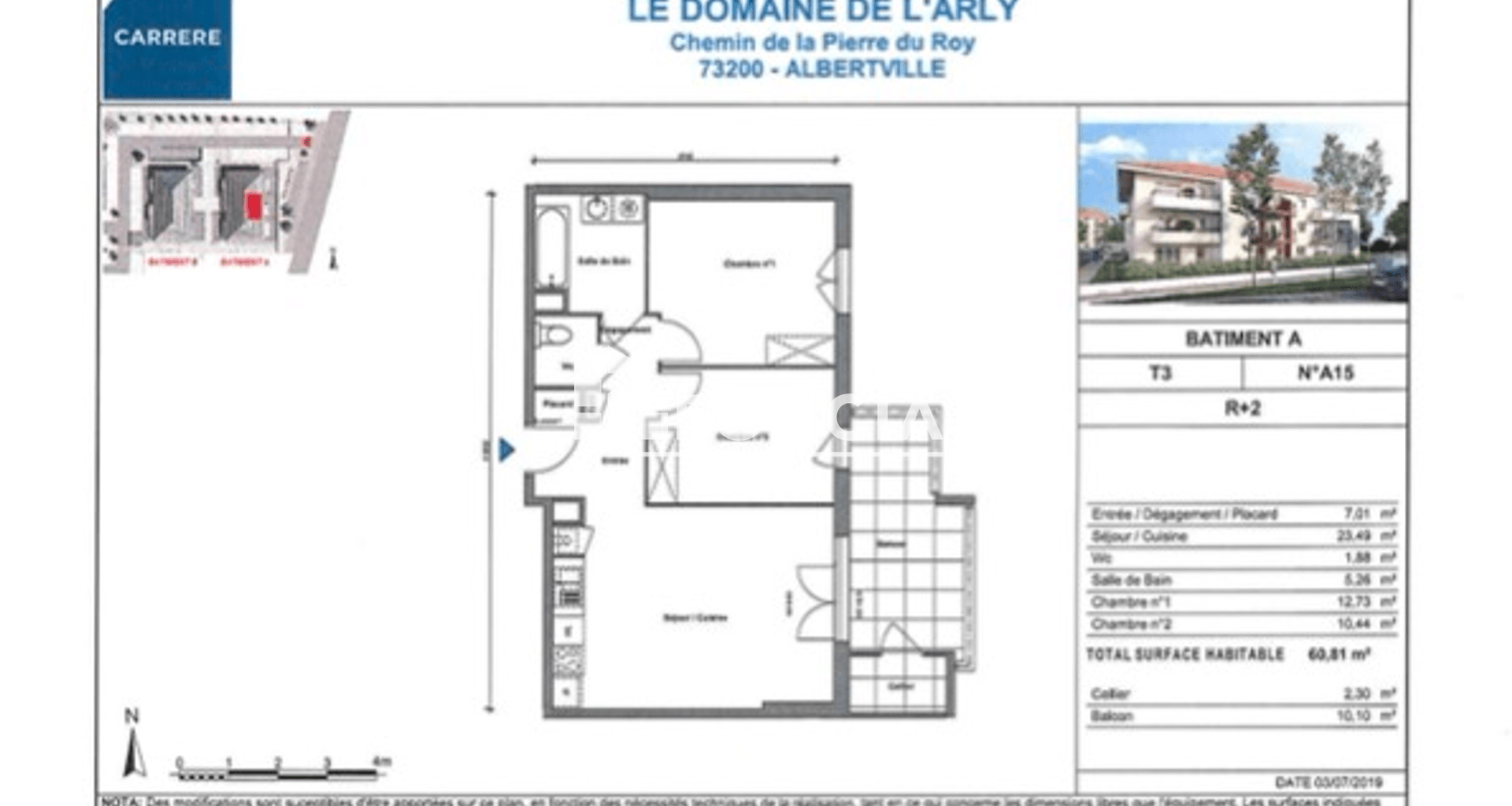 Appartement 3 pièces (60.81 m²) à louer - Albertville (73200)