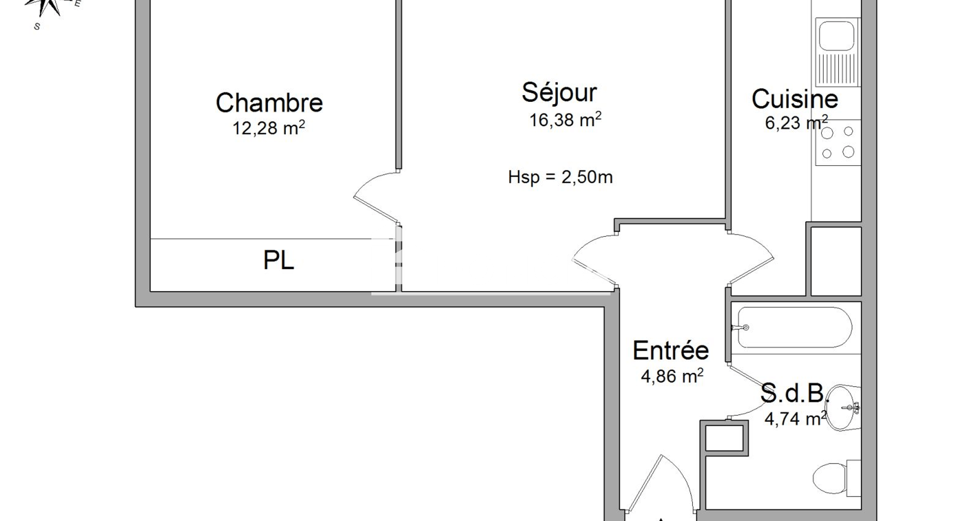 Appartement 2 pièces (44.49 m²) à louer - Ivry-sur-seine (94200)