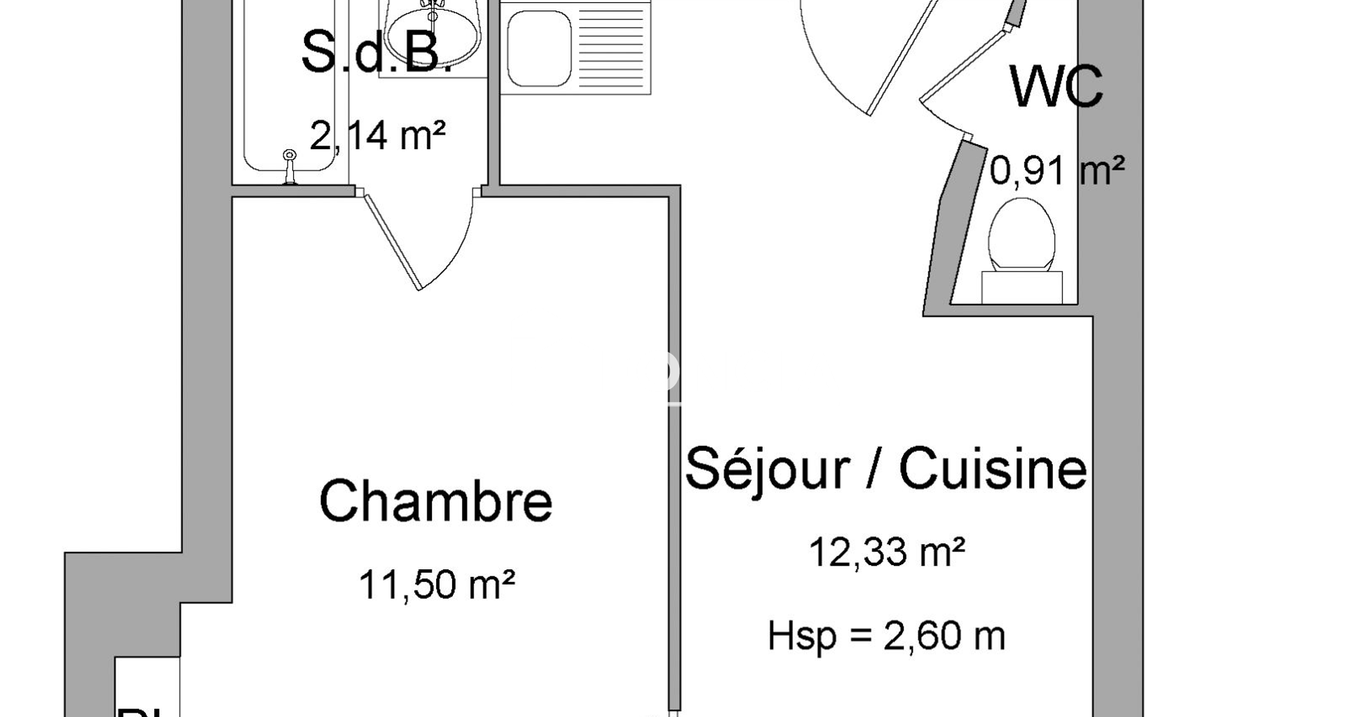Appartement 2 pièces (26.88 m²) à louer - Versailles (78000)