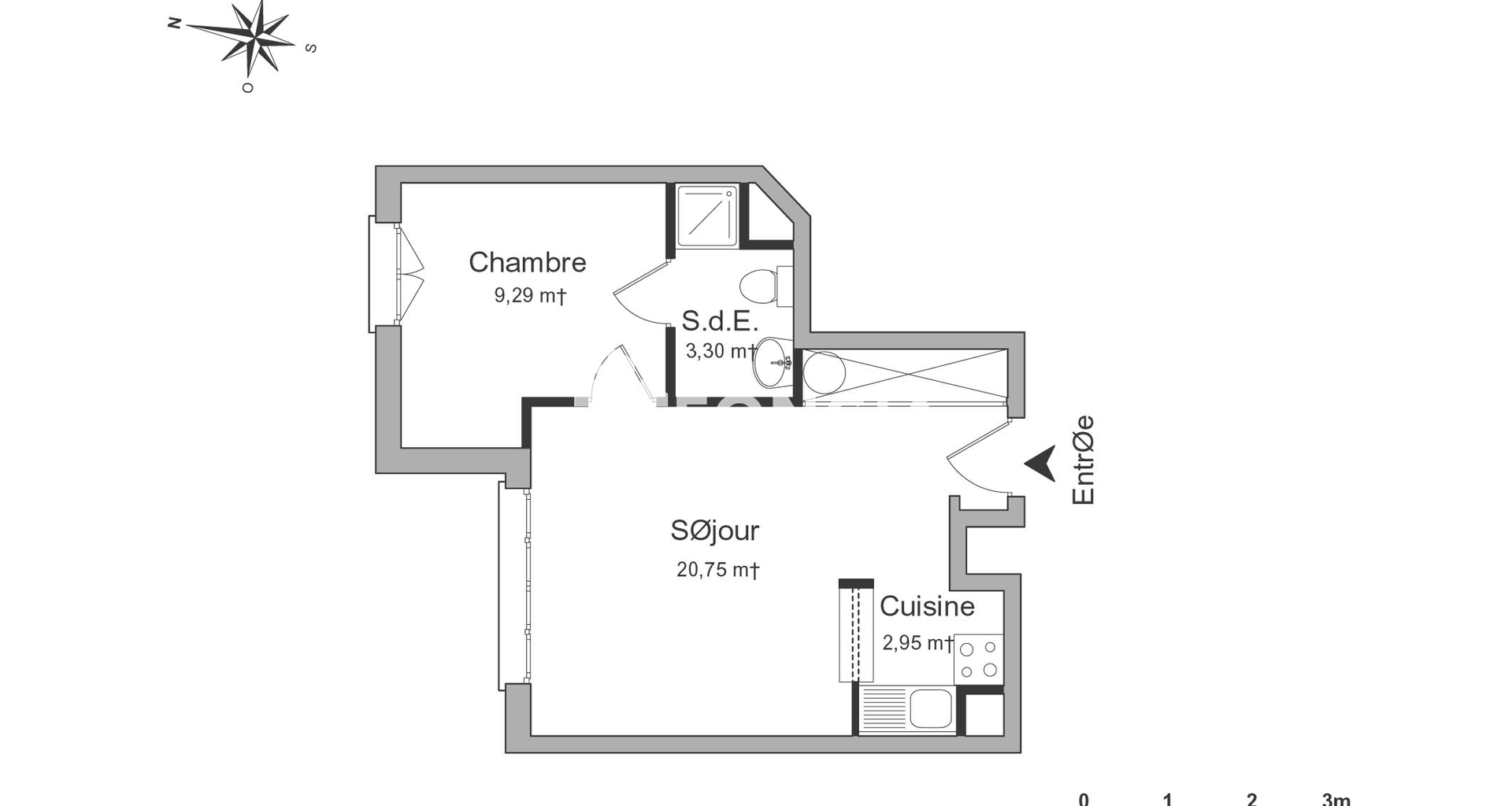 Appartement 2 pièces (34 m²) à louer - Levallois-perret (92300)