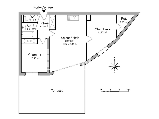 Appartement 3 pièces (54.73 m²) à louer - La Rochelle (17000)