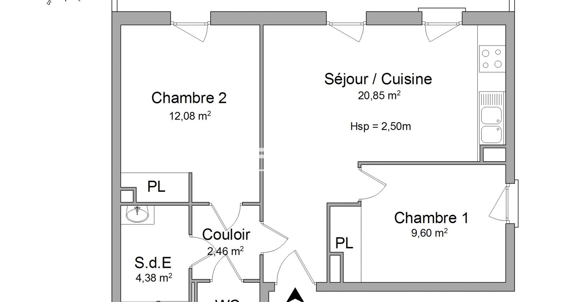 Appartement 3 pièces (51.32 m²) à louer - Lyon 8ᵉ (69008)