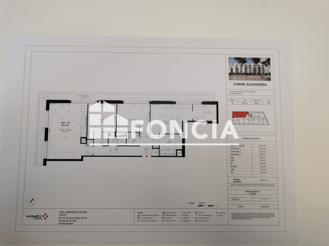 Appartement 4 pièces (79.4 m²) à louer - Angers (49000)