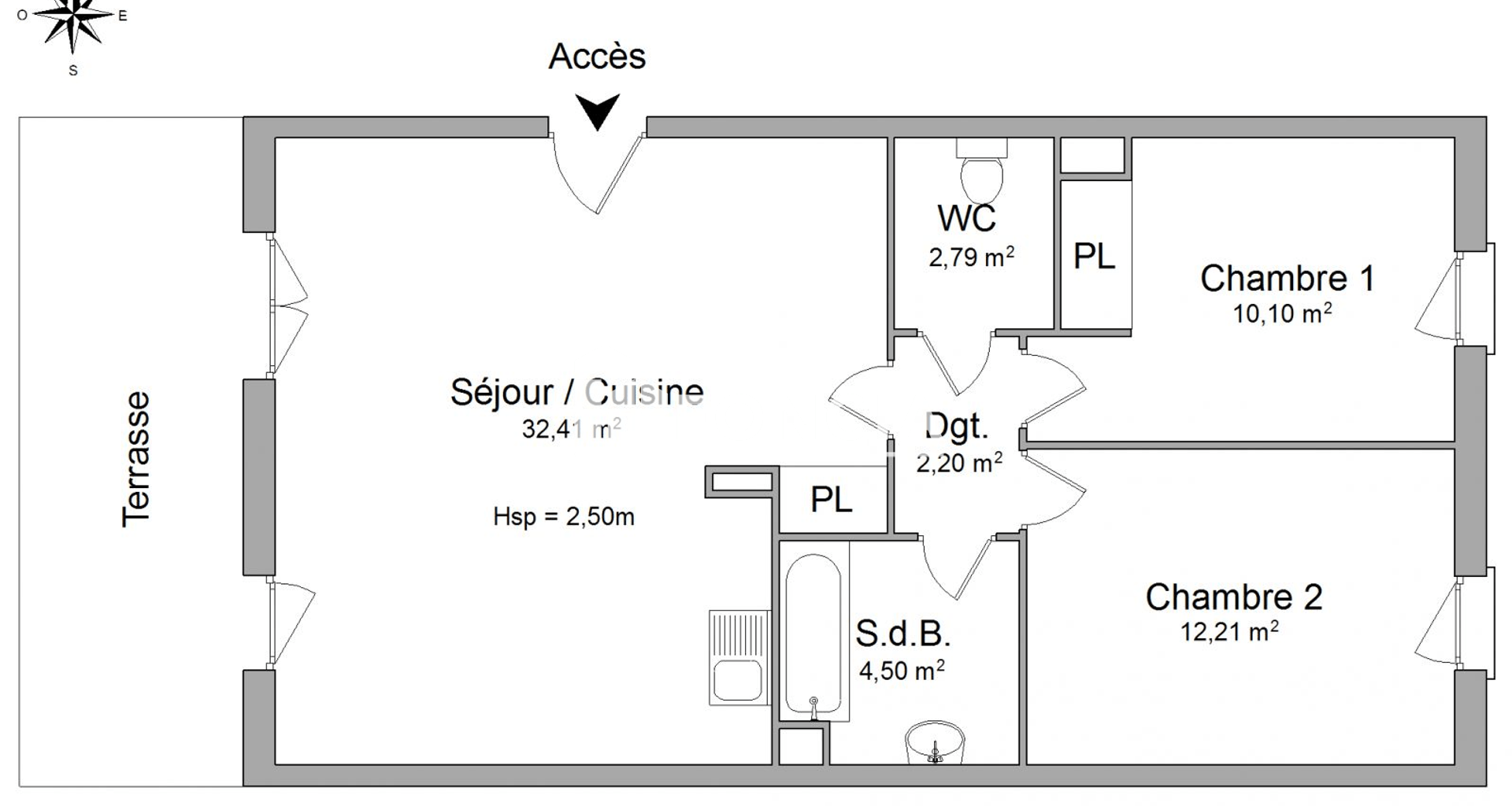Appartement 3 pièces (64.21 m²) à louer - Marseille 13ᵉ (13013)
