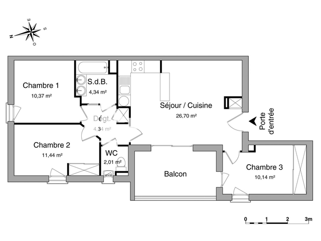 Appartement 4 pièces (69.34 m²) à louer - Beziers (34500)