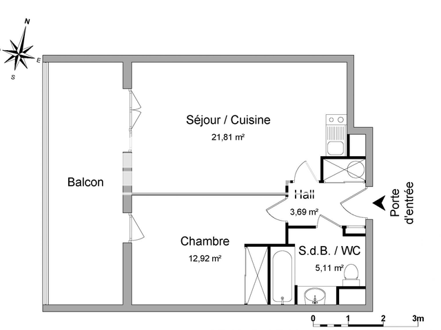 Appartement 2 pièces (43.53 m²) à louer - Marseille 13ᵉ (13013)