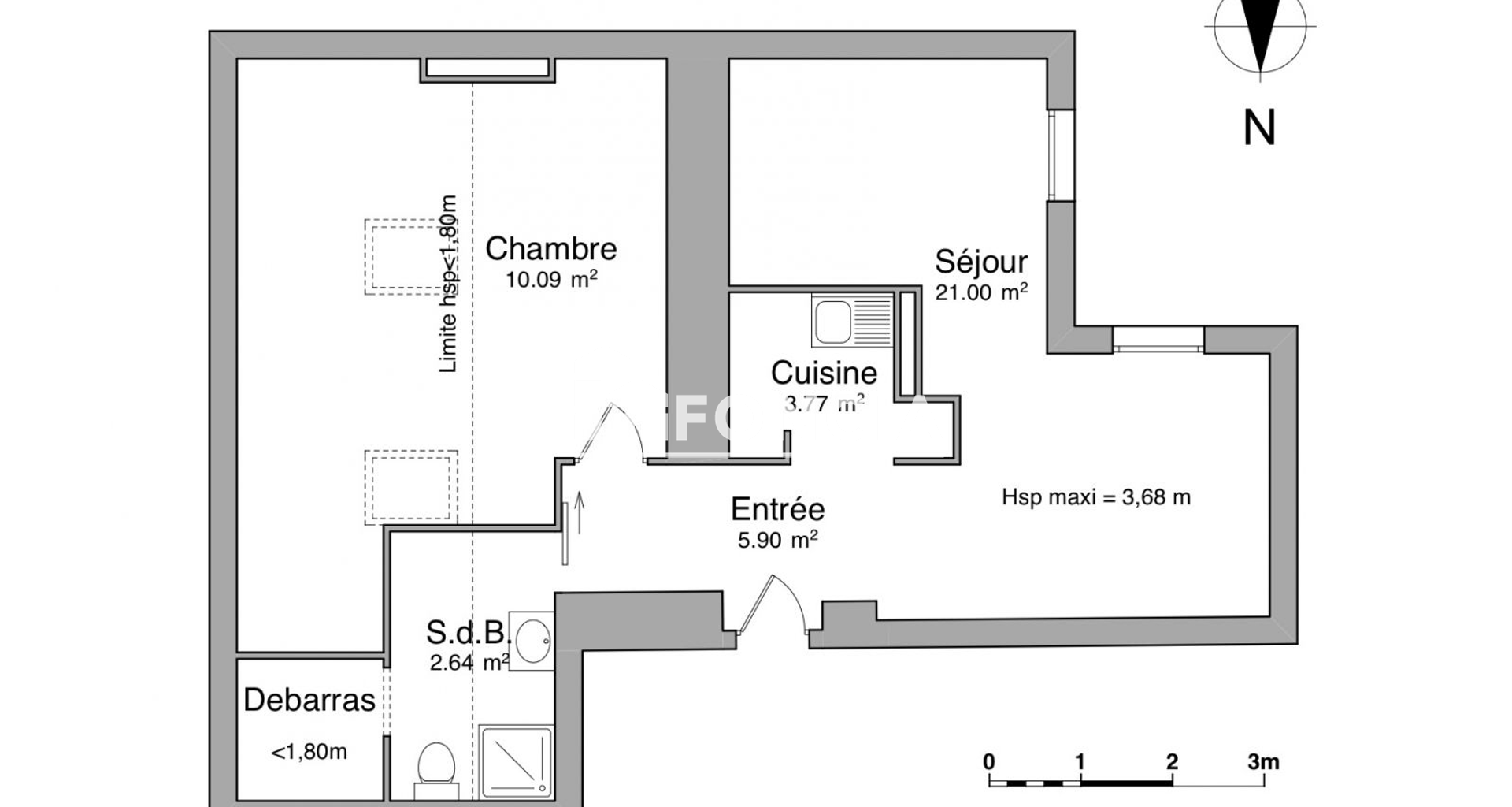 Appartement 2 pièces (45.3 m²) à louer - Marseille 2ᵉ (13002)