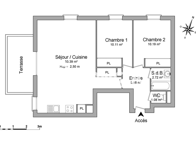 Appartement 3 pièces (62.67 m²) à louer - Agde (34300)