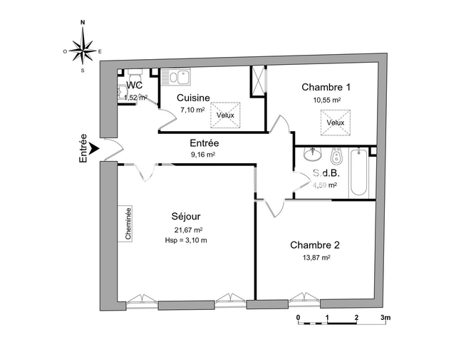 Appartement 3 pièces (68.46 m²) à louer - Carcassonne (11000)