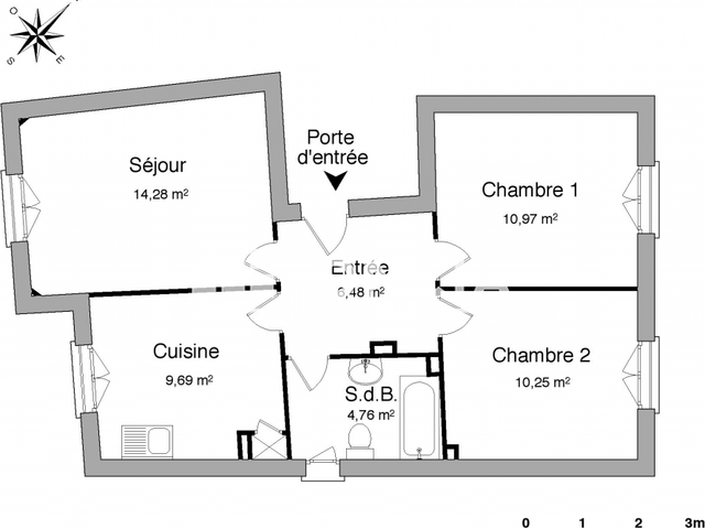 Appartement 3 pièces (56.43 m²) à louer - Beziers (34500)