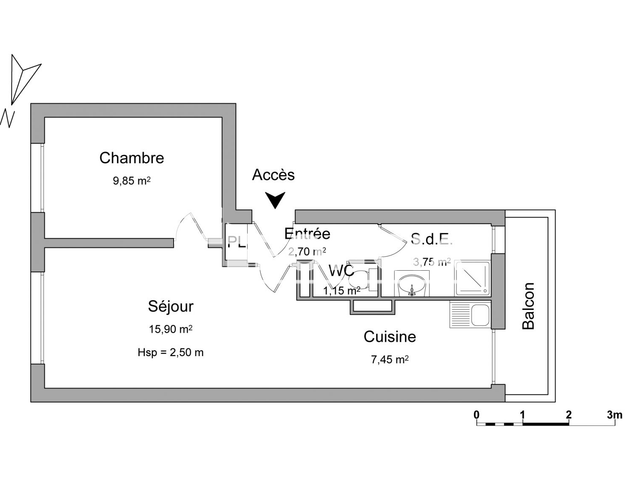 Appartement meublé 2 pièces (40.8 m²) à louer - Marseille 4ᵉ (13004)