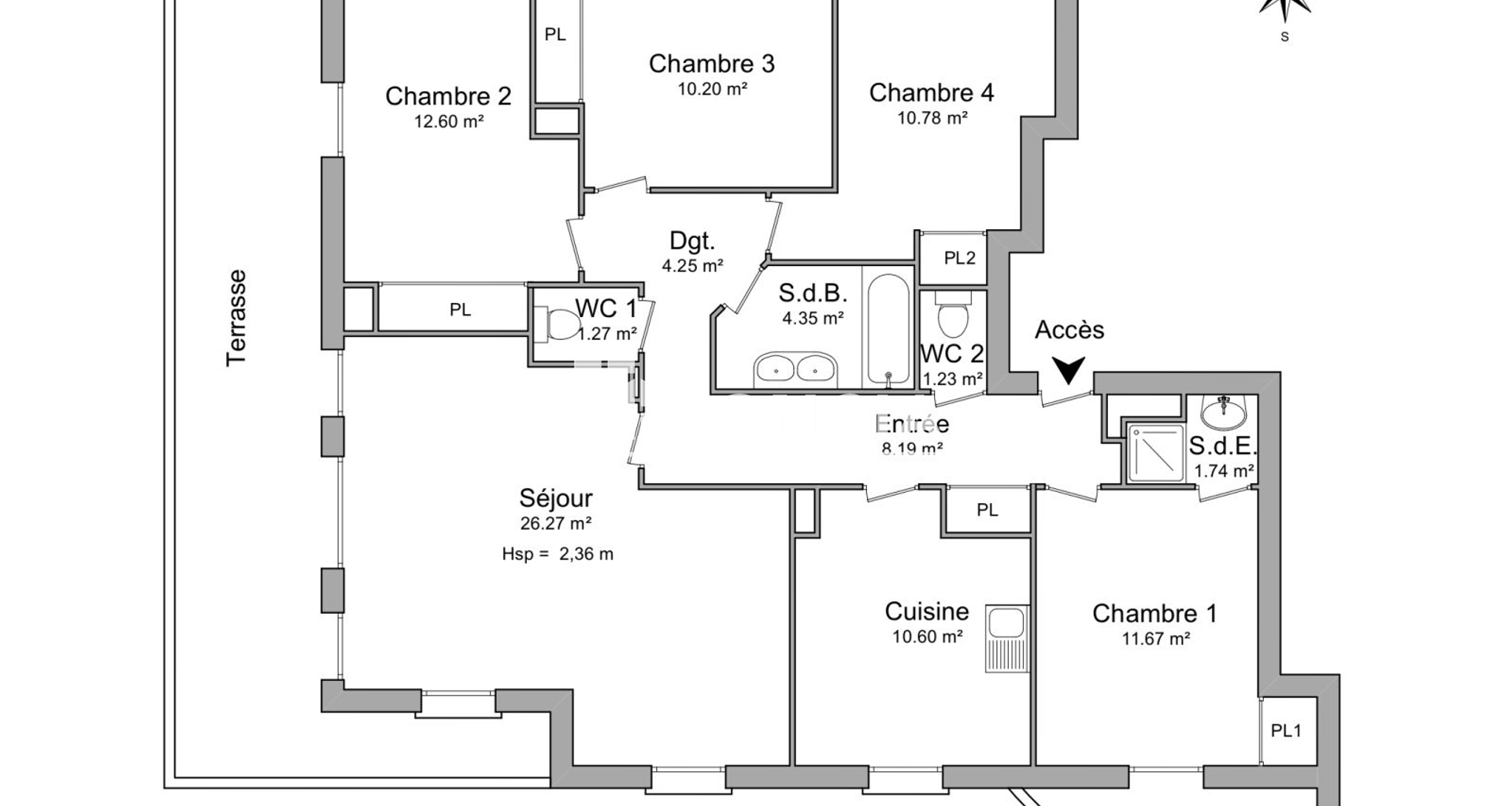 Appartement 5 pièces (102.42 m²) à louer - Annecy (74000)