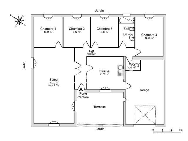 Maison 5 pièces (108.19 m²) à louer - Sauvian (34410)