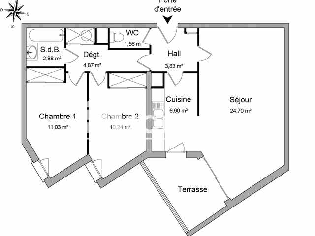 Appartement 3 pièces (66.01 m²) à louer - Marseille 3ᵉ (13003)