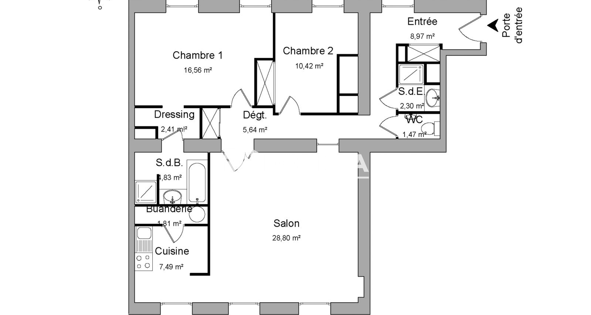 Appartement 3 pièces (90.7 m²) à louer - Marseille 2ᵉ (13002)
