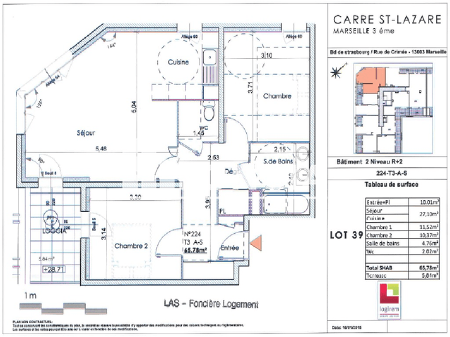Appartement 3 pièces (65.78 m²) à louer - Marseille 3ᵉ (13003)