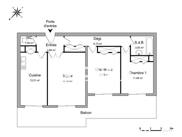 Appartement 3 pièces (71.86 m²) à louer - Beziers (34500)