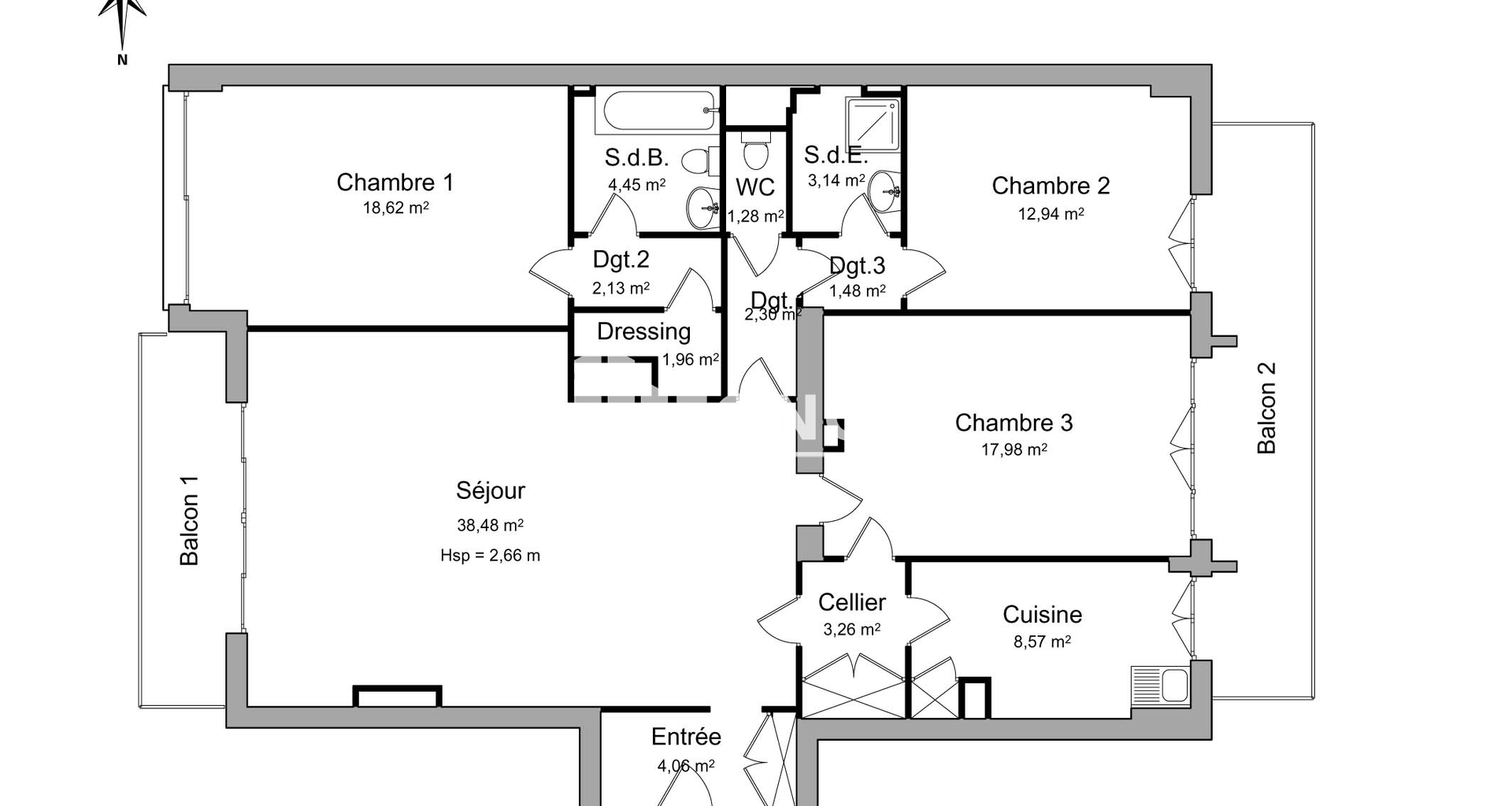 Appartement 4 pièces (120.65 m²) à louer - Marseille 8ᵉ (13008)