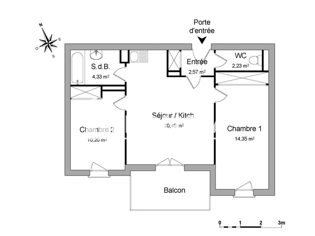 Appartement 3 pièces (54.08 m²) à louer - Narbonne (11100)