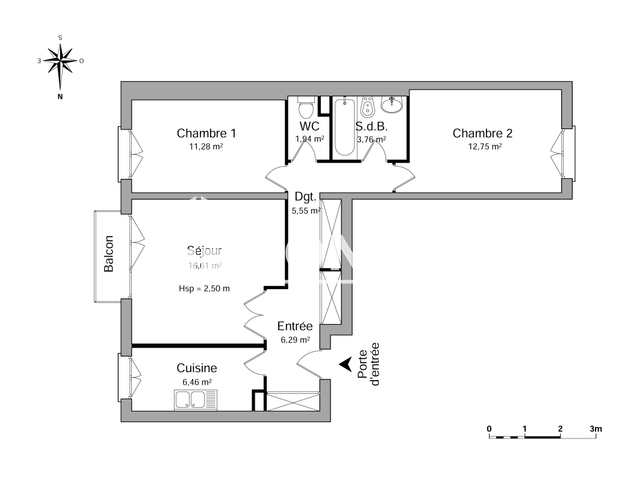 Appartement 3 pièces (64.64 m²) à louer - Chartres (28000)