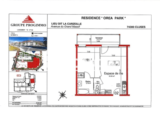 Appartement 2 pièces (42.6 m²) à louer - Cluses (74300)